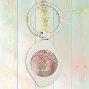 Glittery Rose Gold Glam Name Key Ring