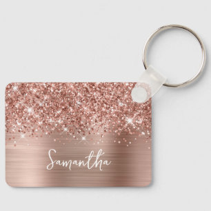 Glittery Rose Gold Glam Name Key Ring