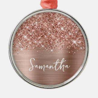 Glittery Rose Gold Glam Name Metal Tree Decoration
