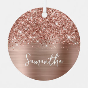Glittery Rose Gold Glam Name Metal Tree Decoration