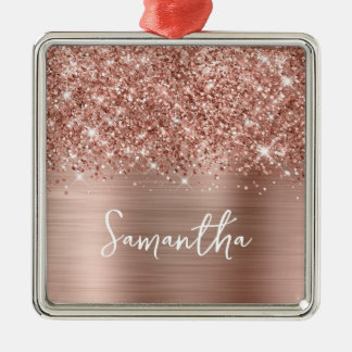 Glittery Rose Gold Glam Name Metal Tree Decoration
