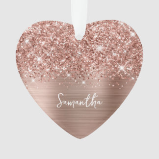 Glittery Rose Gold Glam Name Photo Ornament