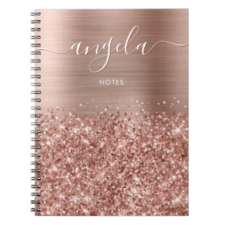 Glittery Rose Gold Glam Notes Notebook