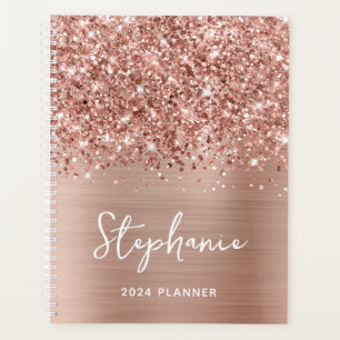 Glittery Rose Gold Glam Personalised 2024 Planner
