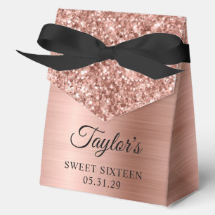 Glittery Rose Gold Glam Sweet Sixteen Favour Box