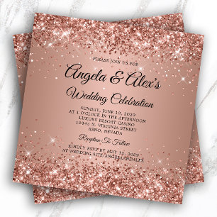 Glittery Rose Gold Gradient Elegant Wedding Invitation