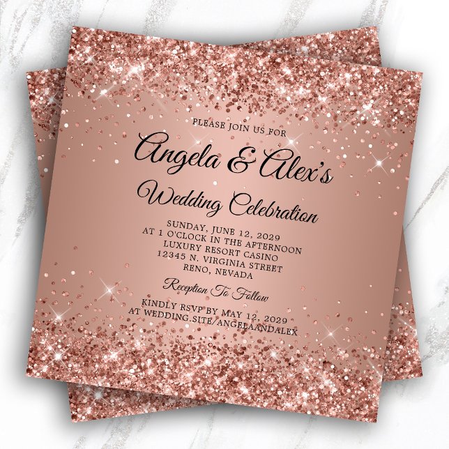 Glittery Rose Gold Gradient Elegant Wedding Invitation (Glittery Rose Gold Gradient Elegant Wedding Invitation)