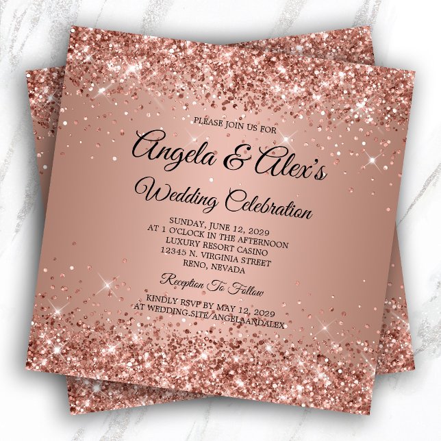 Glittery Rose Gold Gradient Elegant Wedding Invitation (Glittery Rose Gold Gradient Elegant Wedding Invitation)