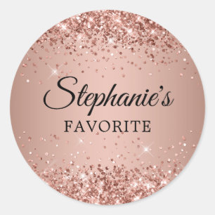 Glittery Rose Gold Gradient Name Favourite Wedding Classic Round Sticker