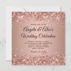 Glittery Rose Gold Gradient Wedding Invitation