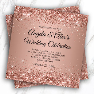 Glittery Rose Gold Gradient Wedding Invitation