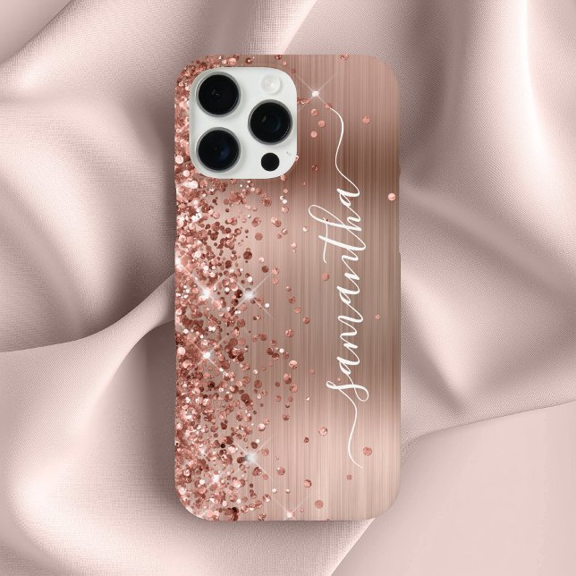Glittery Rose Gold Metallic Girly Signature Case-Mate iPhone Case (Glittery Rose Gold Metallic Girly Signature Case-Mate iPhone Case)