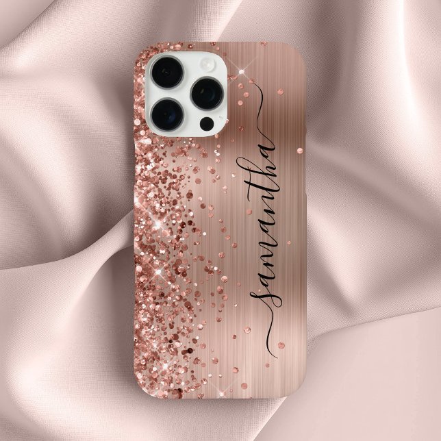 Glittery Rose Gold Metallic Girly Signature Case-Mate iPhone Case (Glittery Rose Gold Metallic Girly Signature Case-Mate iPhone Case)