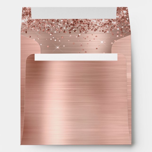 Glittery Rose Gold Ombre Foil Glam Square Envelope (Back (Bottom))