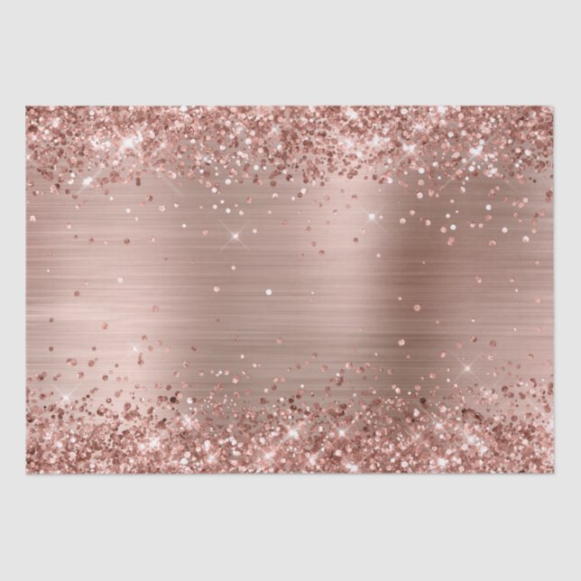 Glittery Rose Gold Ombre Foil Tissue Paper (Front)