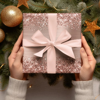Glittery Rose Gold Ombre Foil Wrapping Paper