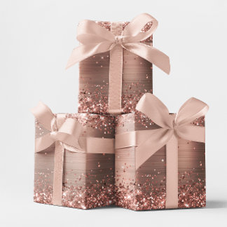 Glittery Rose Gold Ombre Foil Wrapping Paper Sheet