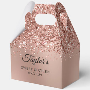 Glittery Rose Gold Ombre Glam Sweet Sixteen Favour Box