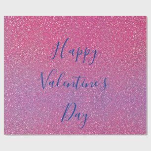 Glittery Rose Gold Pink Happy Valentine's Day Wrapping Paper