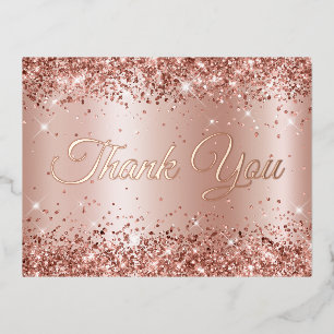 Glittery Rose Gold Shimmer 21st Birthday Thank You Foil Invitation Postcard