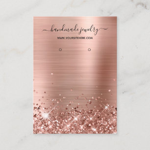 Glittery Rose Gold Signature Earring Display Business Card