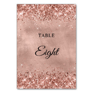 Glittery Rose Gold Wedding Table Number