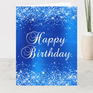 Glittery Royal Blue Big Happy Birthday Card