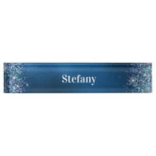 Glittery Royal Blue Foil Individual Name  Nameplate