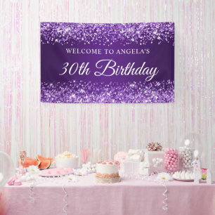 Glittery Royal Purple 30th Birthday Welcome Banner