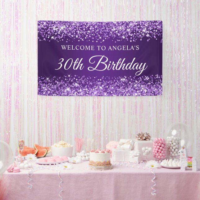 Glittery Royal Purple 30th Birthday Welcome Banner (Party)