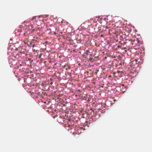 Glittery Shiny Pink Glitters Heart Sticker