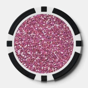 Glittery Shiny Pink Glitters Poker Chips