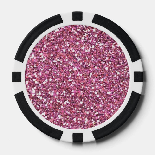 Glittery Shiny Pink Glitters Poker Chips (Front)