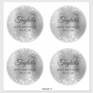 Glittery Silver 6" Circles 40th Birthday