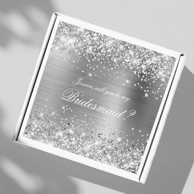 Glittery Silver Bridesmaid Proposal Gift Box (Creator Uploaded)
