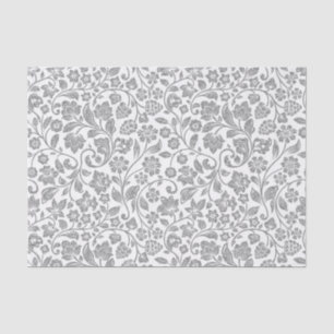 Glittery Silver Floral on White Tissue Paper