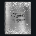 Glittery Silver Foil 18th Birthday Notebook<br><div class="desc">Create your own 18th birthday party design on a blank notebook. Girly faux sparkly silver glitter on the top and bottom edge, over a faux silvery grey brushed metal style ombre foil. Customise the font styles to create your own guest book her special celebration. A classic elegant calligraphy paired with...</div>