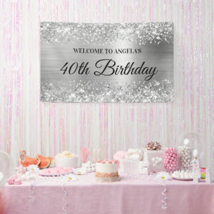 Glittery Silver Foil 40th Birthday Welcome Banner