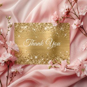 Glittery Silver Foil 50th Birthday Thank You Postcard