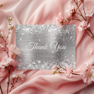 Glittery Silver Foil 75th Birthday Thank You Postcard