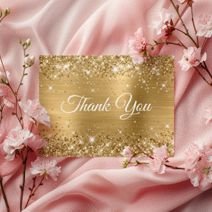 Glittery Silver Foil 80th Birthday Thank You Postcard