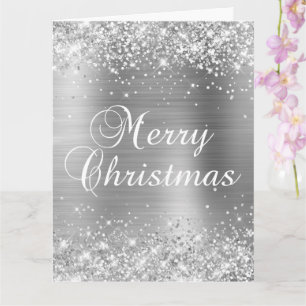 Glittery Silver Foil Big Merry Christmas Card