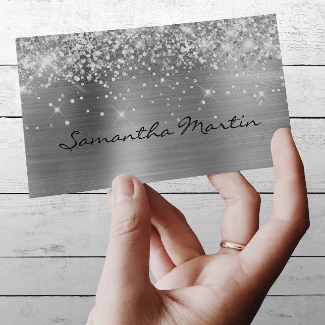 Glittery Silver Foil Business Card (Creator Uploaded)