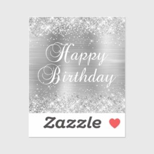 Glittery Silver Foil Happy Birthday