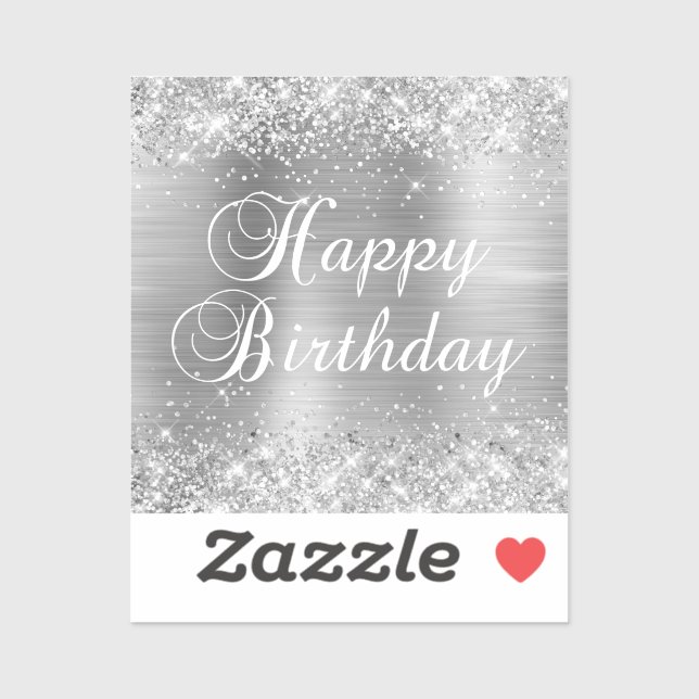 Glittery Silver Foil Happy Birthday (Sheet)