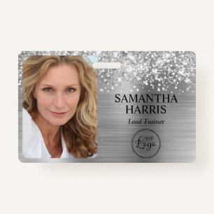 Glittery Silver Foil Logo and Photo ID Badge