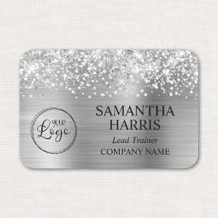 Glittery Silver Foil Logo Company Name Tag