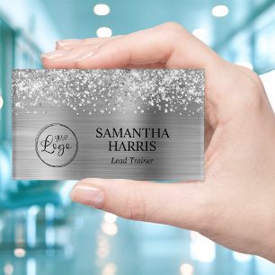 Glittery Silver Foil Logo Name Tag
