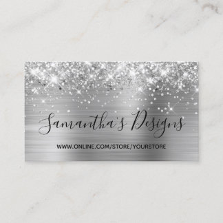 Glittery Silver Foil Online Store Business Card