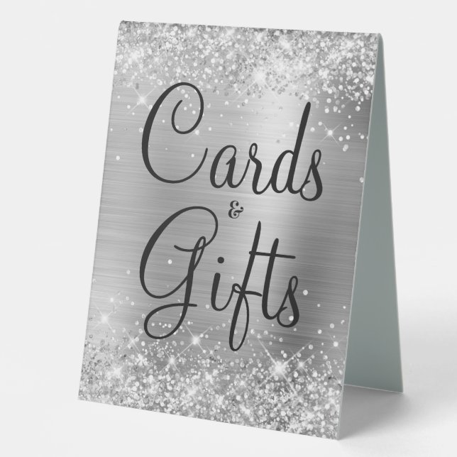 Glittery Silver Foil Wedding Cards & Gifts (Front)